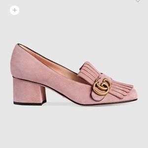 Gucci Suede Mid Heel Pump